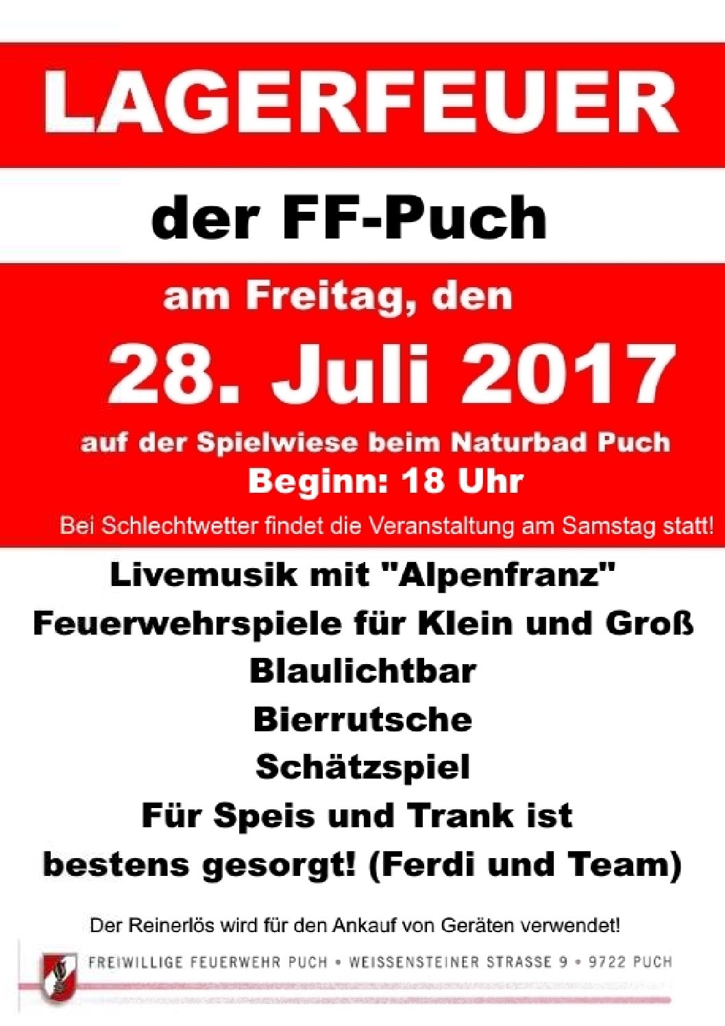 Lagerfeuer der FF Puch