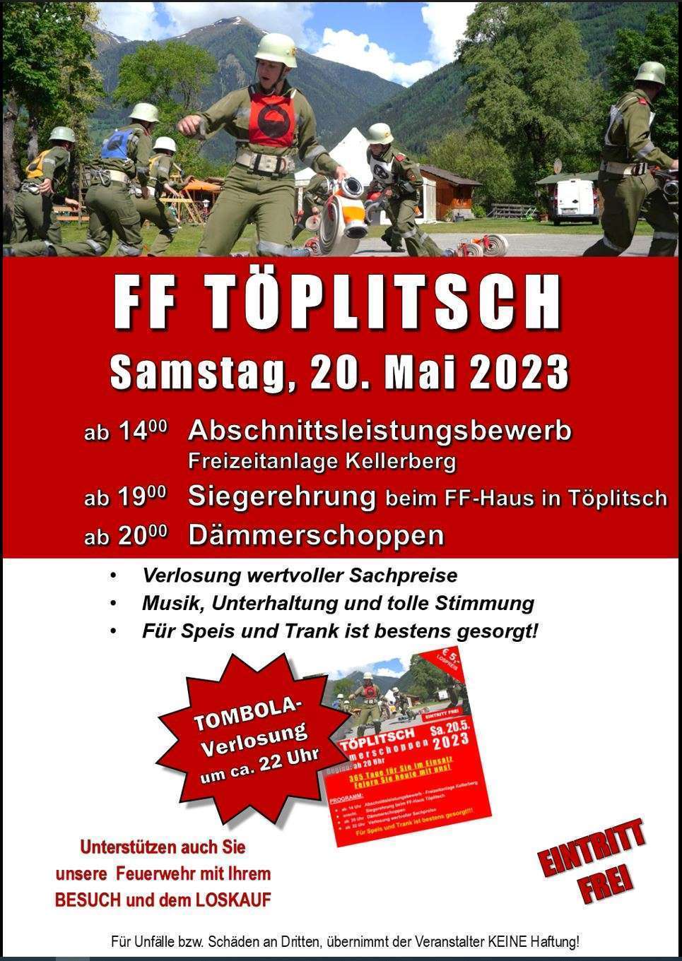 Informationen Abschnittsleistungsbewerb der Feuerwehr Töplitsch