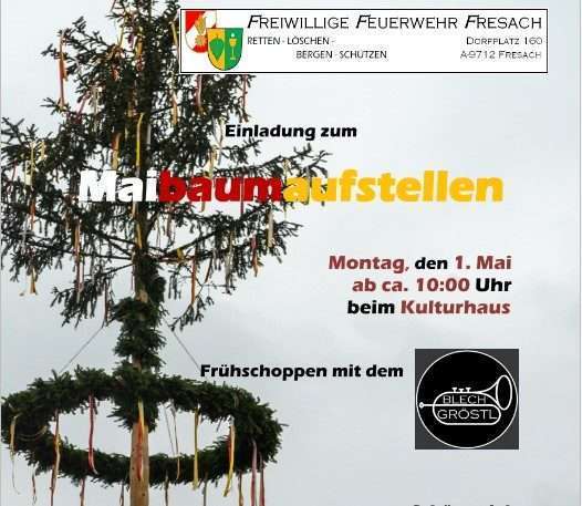 Maibaum aufstellen in Fresach