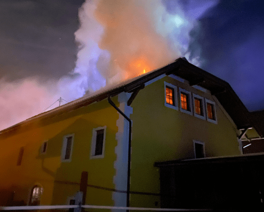 Dachstuhlbrand in der Ortschaft Kletschach, Gemeinde Wernberg