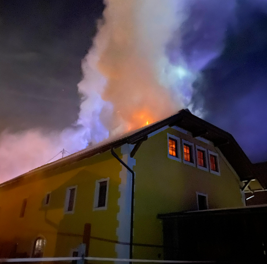 Dachstuhlbrand in der Ortschaft Kletschach, Gemeinde Wernberg