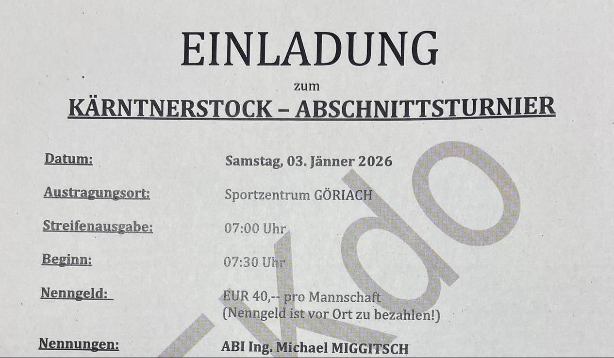 Einladung – Kärntnerstock Abschnittsturnier 26