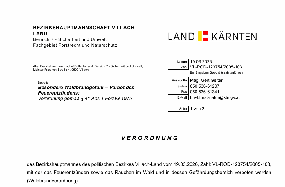 !!!   Waldbrandverordnung   !!!
