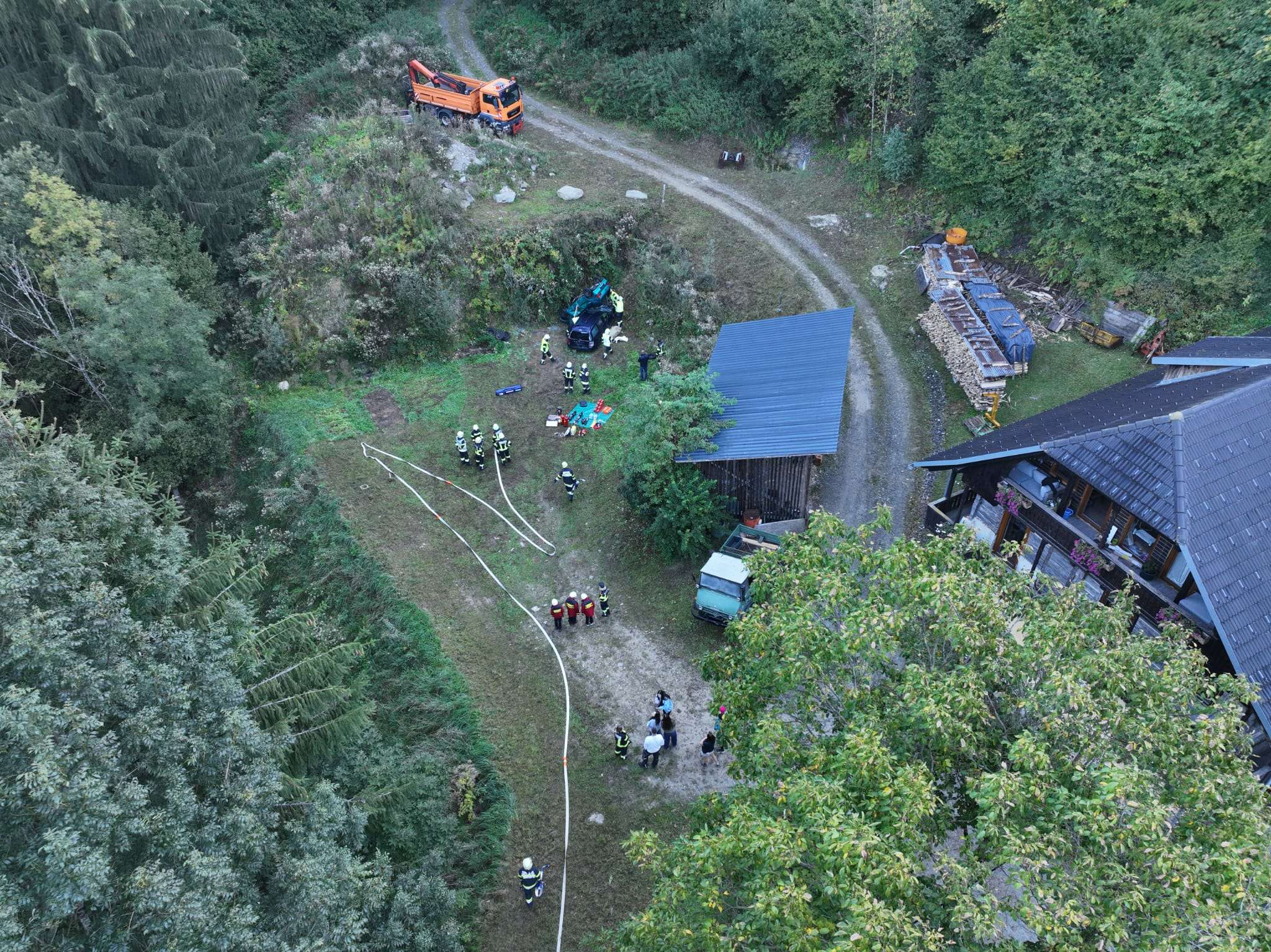 Großübung des Abschnittes Gegendtal am Mittererhof in der Äußeren Einöde
